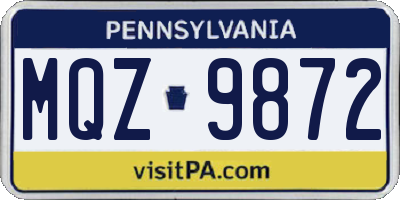 PA license plate MQZ9872