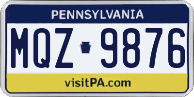 PA license plate MQZ9876