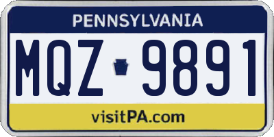PA license plate MQZ9891