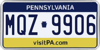 PA license plate MQZ9906