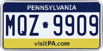 PA license plate MQZ9909