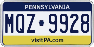 PA license plate MQZ9928