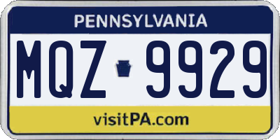 PA license plate MQZ9929