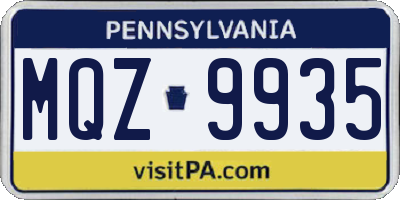 PA license plate MQZ9935
