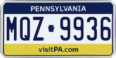 PA license plate MQZ9936