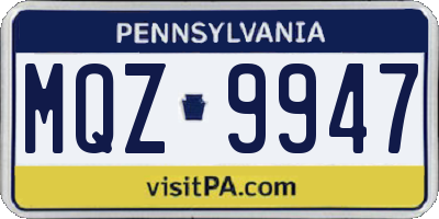 PA license plate MQZ9947