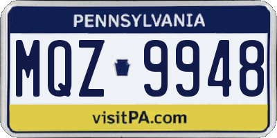 PA license plate MQZ9948