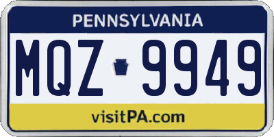 PA license plate MQZ9949
