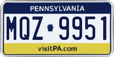 PA license plate MQZ9951