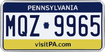 PA license plate MQZ9965