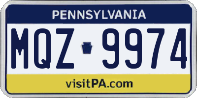PA license plate MQZ9974