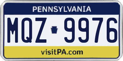 PA license plate MQZ9976