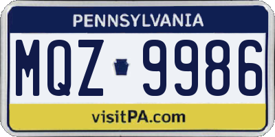 PA license plate MQZ9986