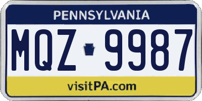 PA license plate MQZ9987