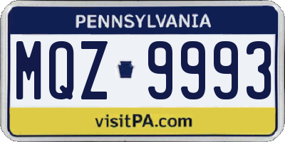 PA license plate MQZ9993