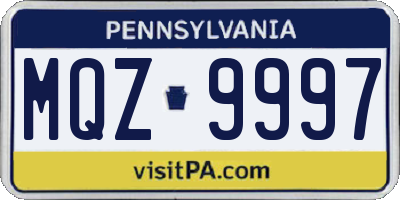 PA license plate MQZ9997