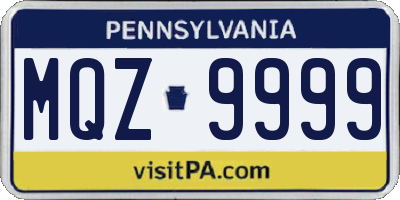 PA license plate MQZ9999