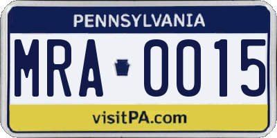 PA license plate MRA0015