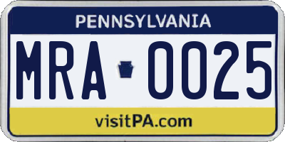 PA license plate MRA0025
