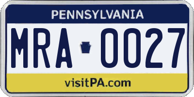 PA license plate MRA0027