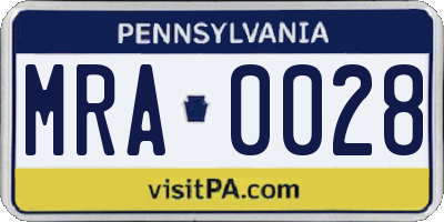 PA license plate MRA0028