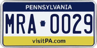 PA license plate MRA0029