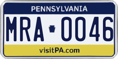 PA license plate MRA0046