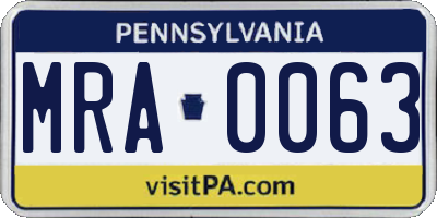 PA license plate MRA0063