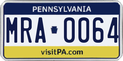 PA license plate MRA0064