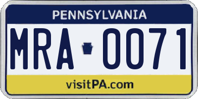 PA license plate MRA0071