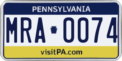 PA license plate MRA0074