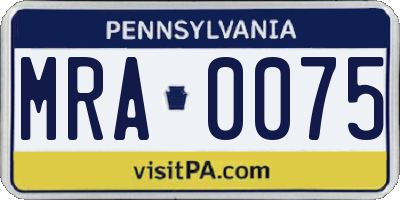 PA license plate MRA0075