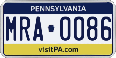 PA license plate MRA0086
