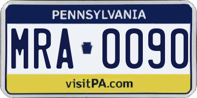 PA license plate MRA0090