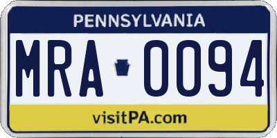 PA license plate MRA0094