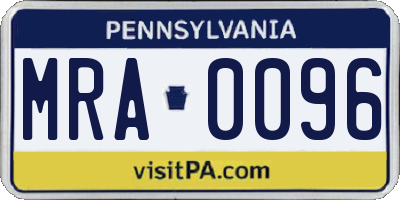 PA license plate MRA0096