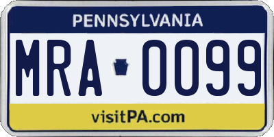 PA license plate MRA0099
