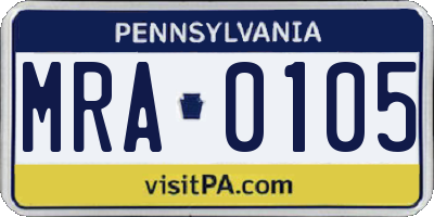 PA license plate MRA0105