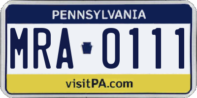 PA license plate MRA0111