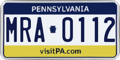 PA license plate MRA0112