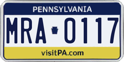PA license plate MRA0117