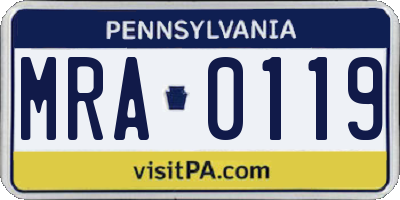 PA license plate MRA0119