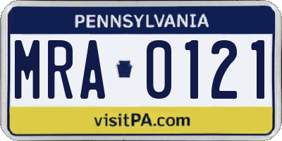 PA license plate MRA0121