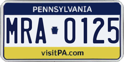 PA license plate MRA0125