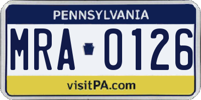 PA license plate MRA0126
