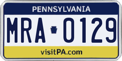 PA license plate MRA0129