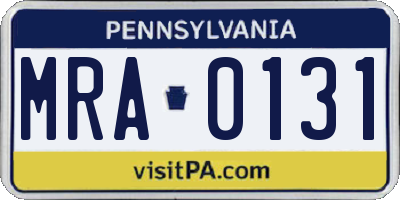 PA license plate MRA0131