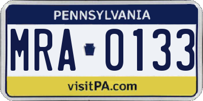 PA license plate MRA0133
