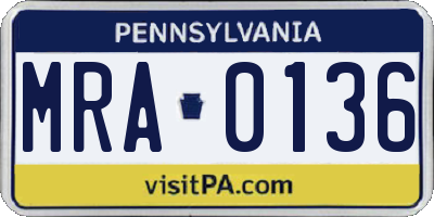 PA license plate MRA0136
