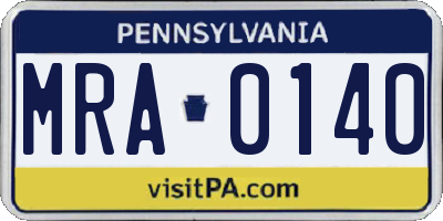 PA license plate MRA0140
